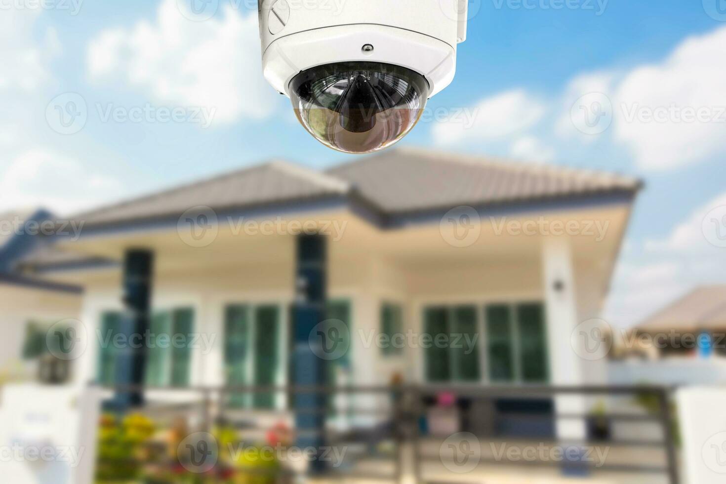 CCTV Home camera security operating at house. photo