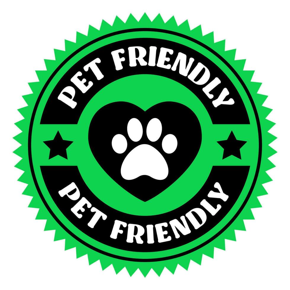 Pet friendly badge stamp. This space allows mascots. Dogs and cats are welcome. vector