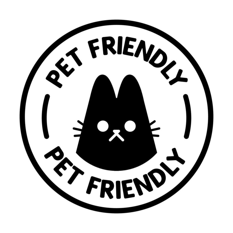 Pet friendly badge stamp. This space allows mascots. Dogs and cats are welcome. vector