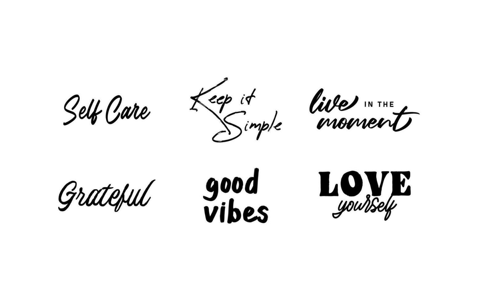 Motivational quotes. Set of hand written inspirational messages. Calligraphic lettering positive phrases. vector