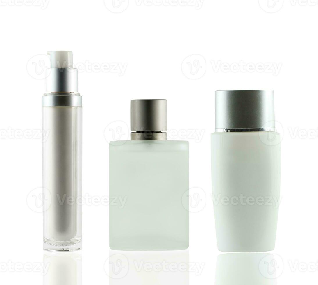 Perfume and empty bottle isolated white background, use clipping path. photo