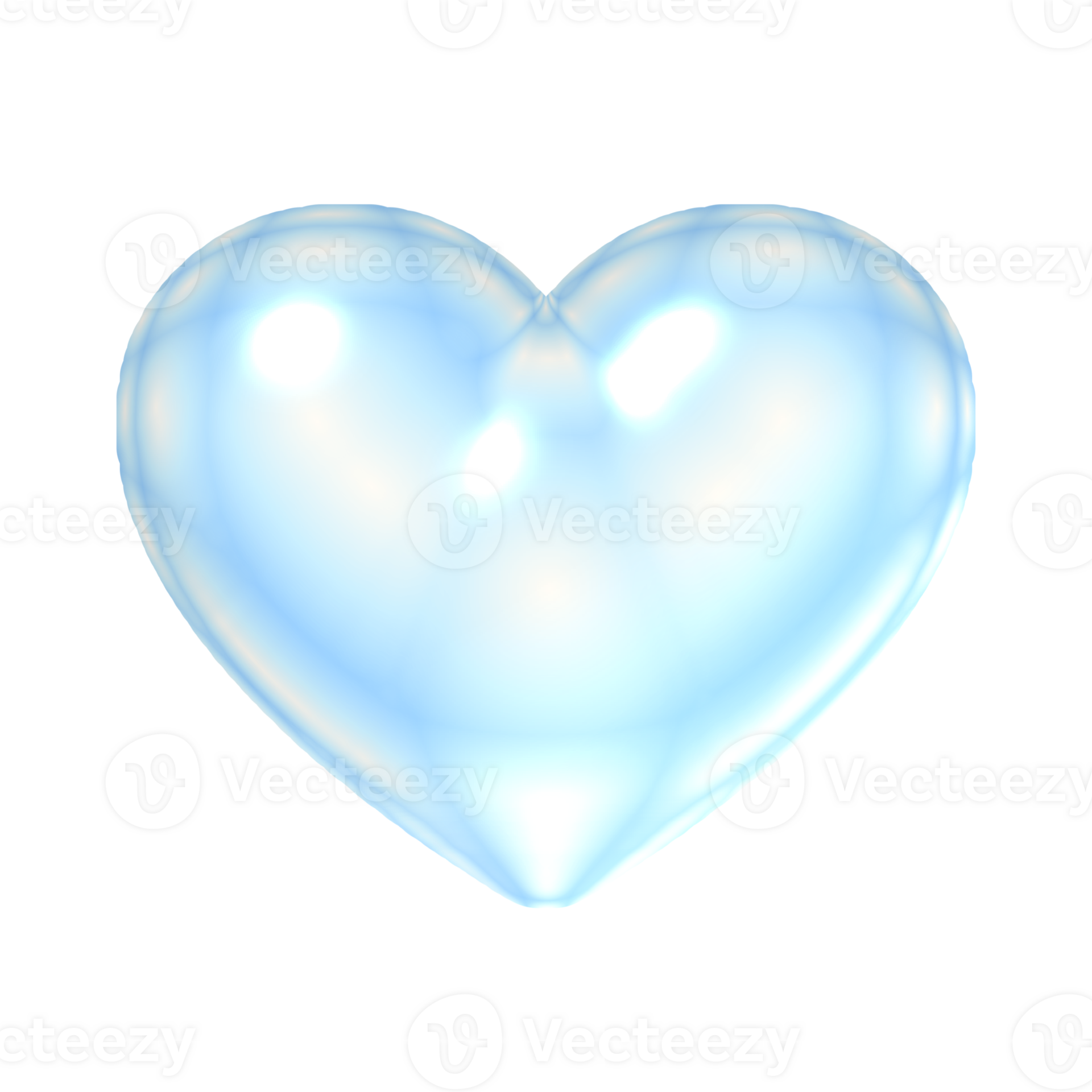Heart Y2K blue element sticker with chrome effect 27290699 PNG