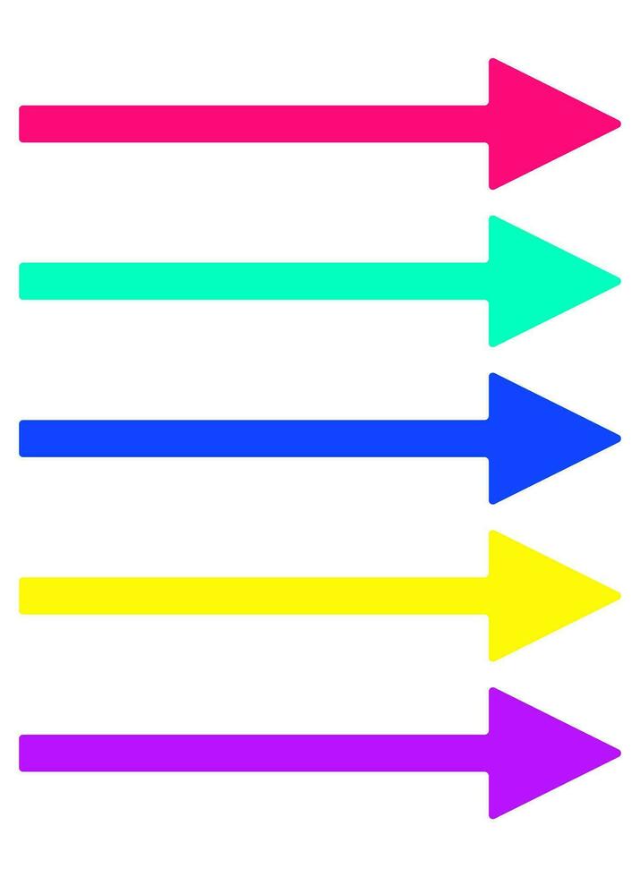 conjunto de Derecho flechas de colores flechas punto a el bien. vector