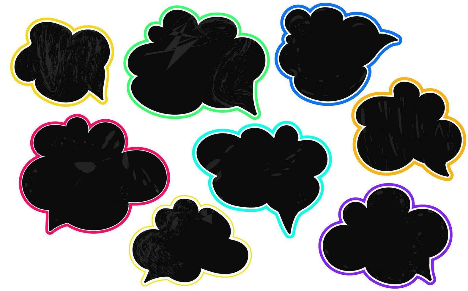 speech cloud vector set. Texture talking bubbles