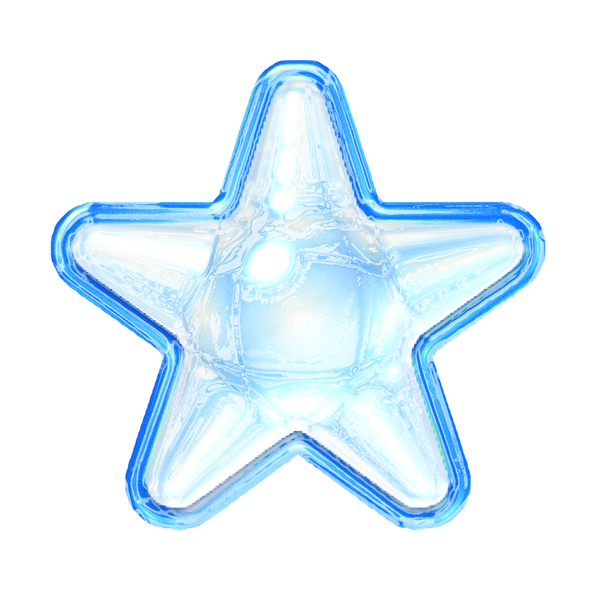 Star Y2K blue element sticker with chrome effect 27290798 PNG