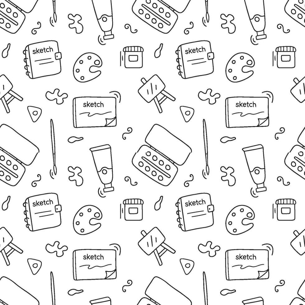 Seamless vector pattern drawing. Doodle style