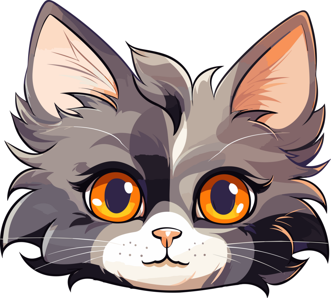 Cat Head Cartoon Artwork, ai generated png