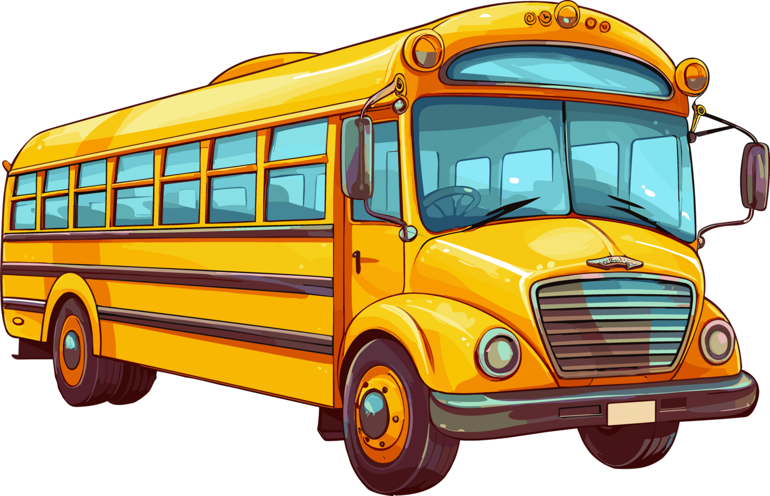 Cheerful Hand Drawn School Bus Cartoon, ai generated png