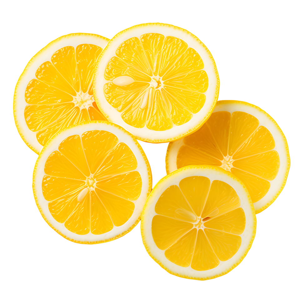 Fresh Lemon Slices Top View Citrus Display, ai generated png