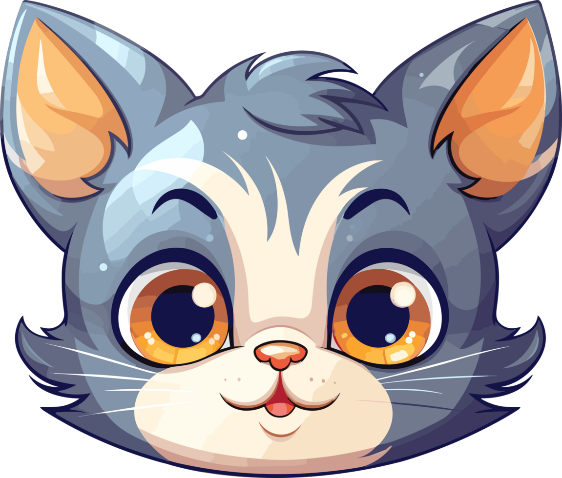 Cat Head Cartoon Illustration Art, ai generated png