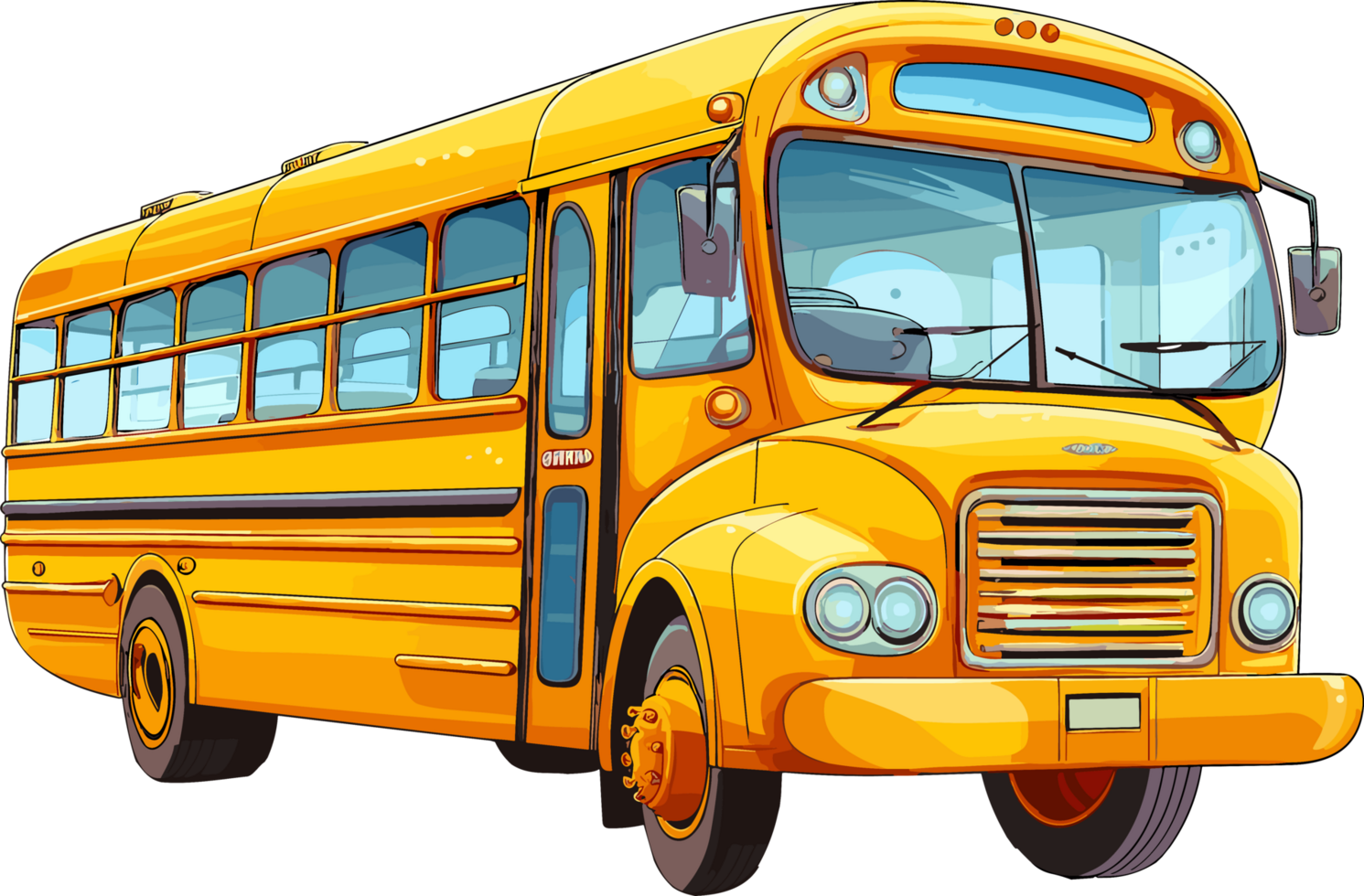 Unique School Bus Cartoon Hand Drawn, ai generated png