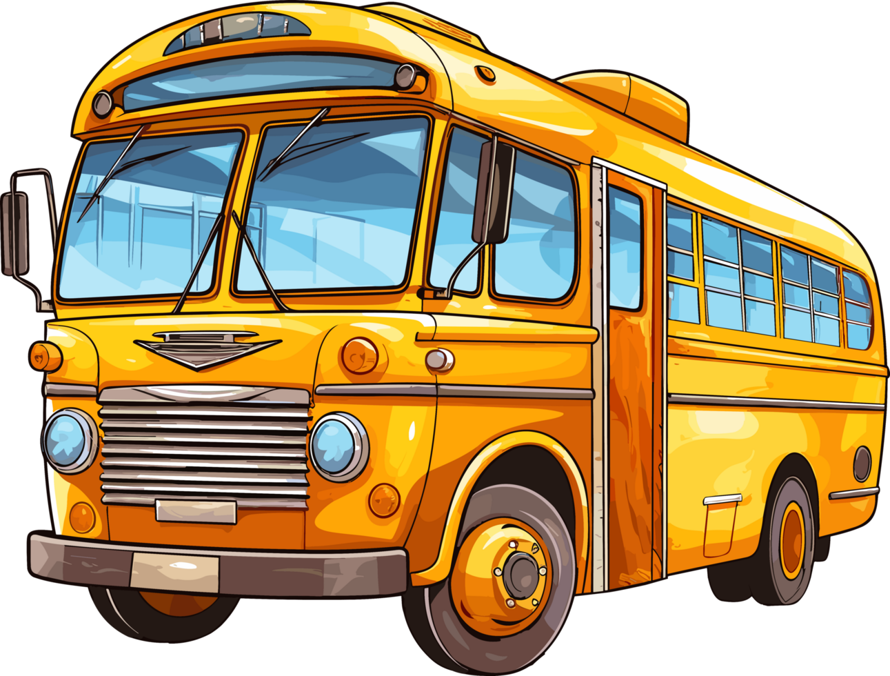 scuola autobus cartone animato mano disegnato illustrazione, ai generato png