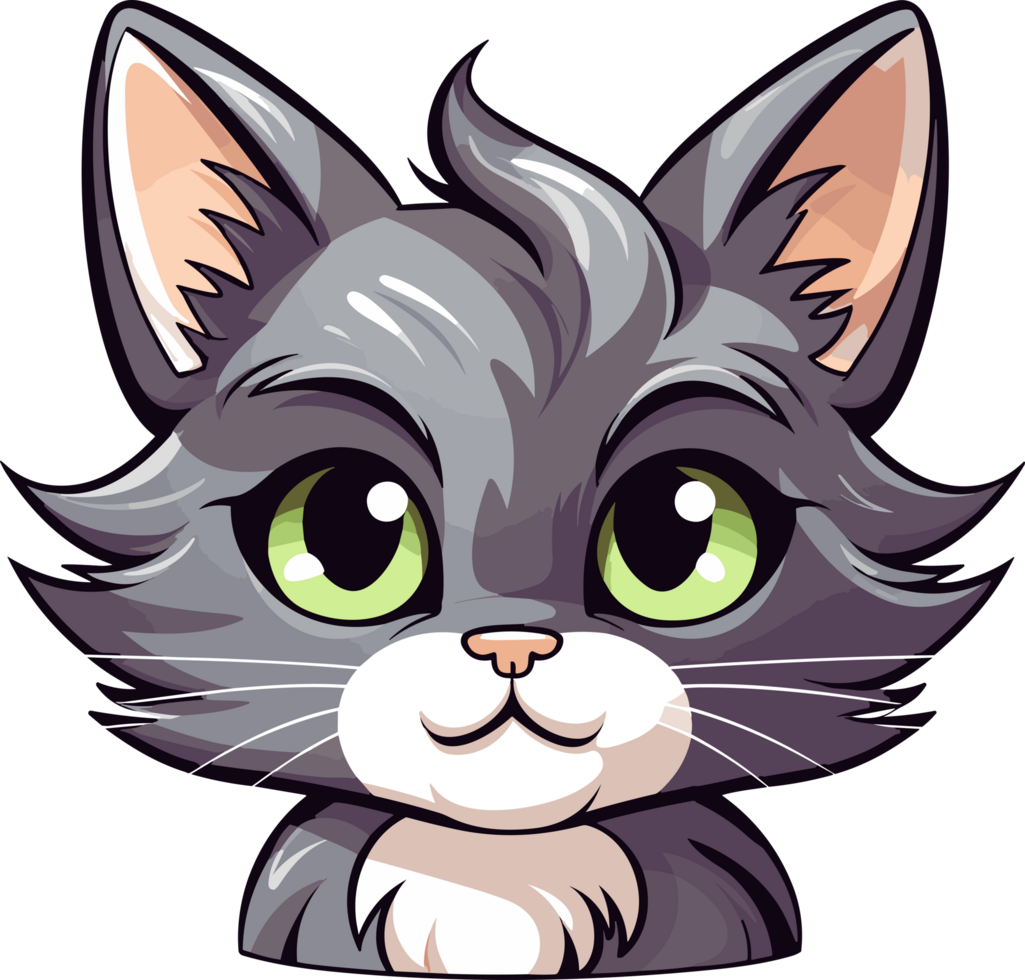 Cute Kitty Cat Head Cartoon Art, ai generated png