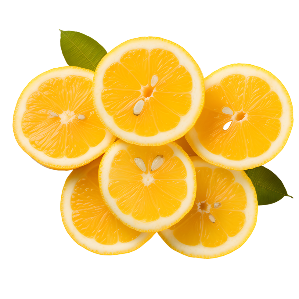 Fresh Lemon Slices Top View Flat Lay for a Burst of Flavor, ai generated png