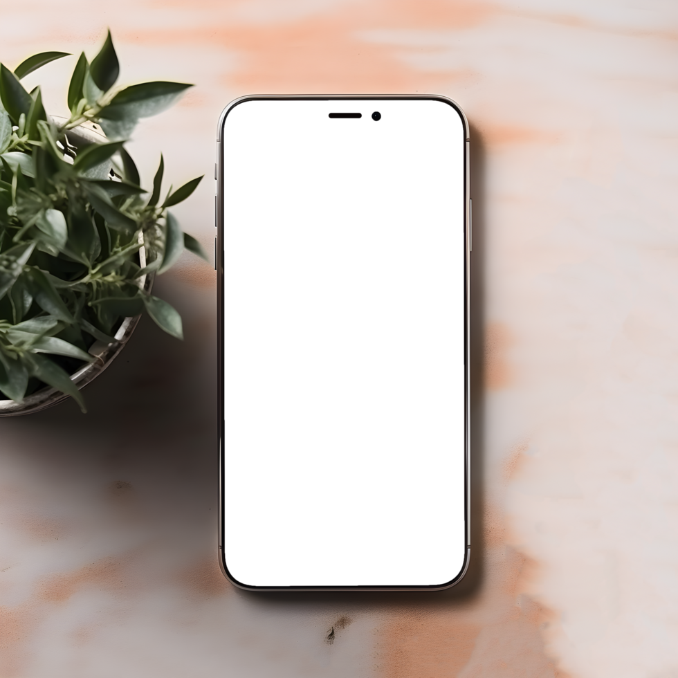 Phone Screen Mockup on Table, ai generated png
