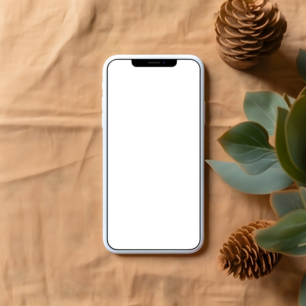 Phone Screen Template Mockup with Decor Element, ai generated png