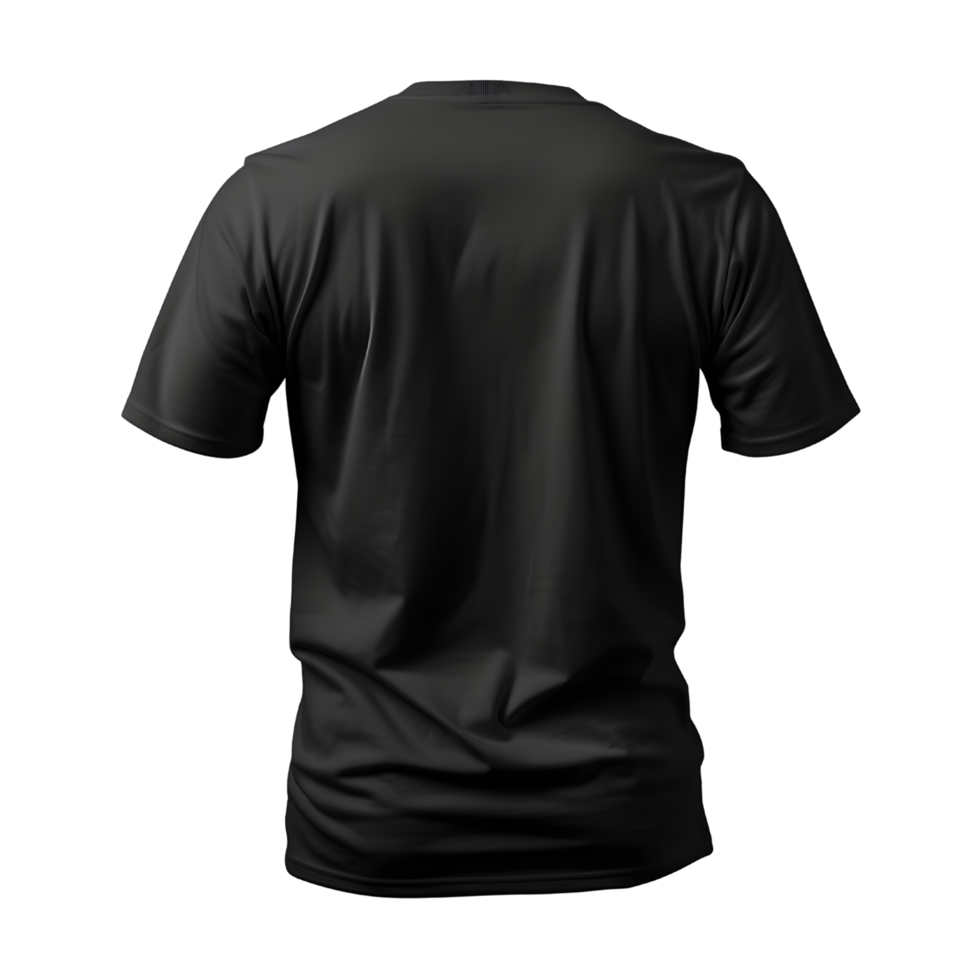 Back View of Black Short Sleeve T-Shirt Ideal Mockup for Casual Wear, ai generated png