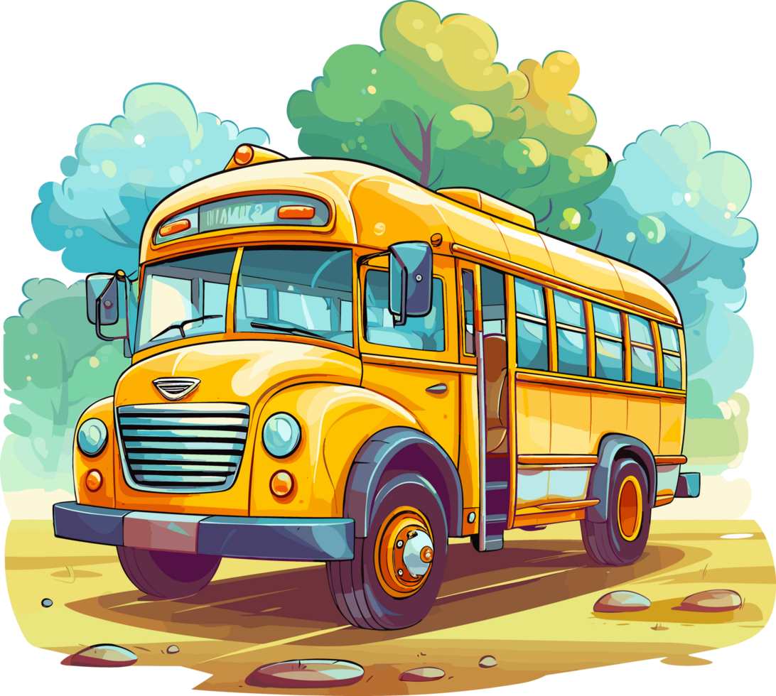 Imaginative School Bus Illustration Hand Drawn, ai generated png