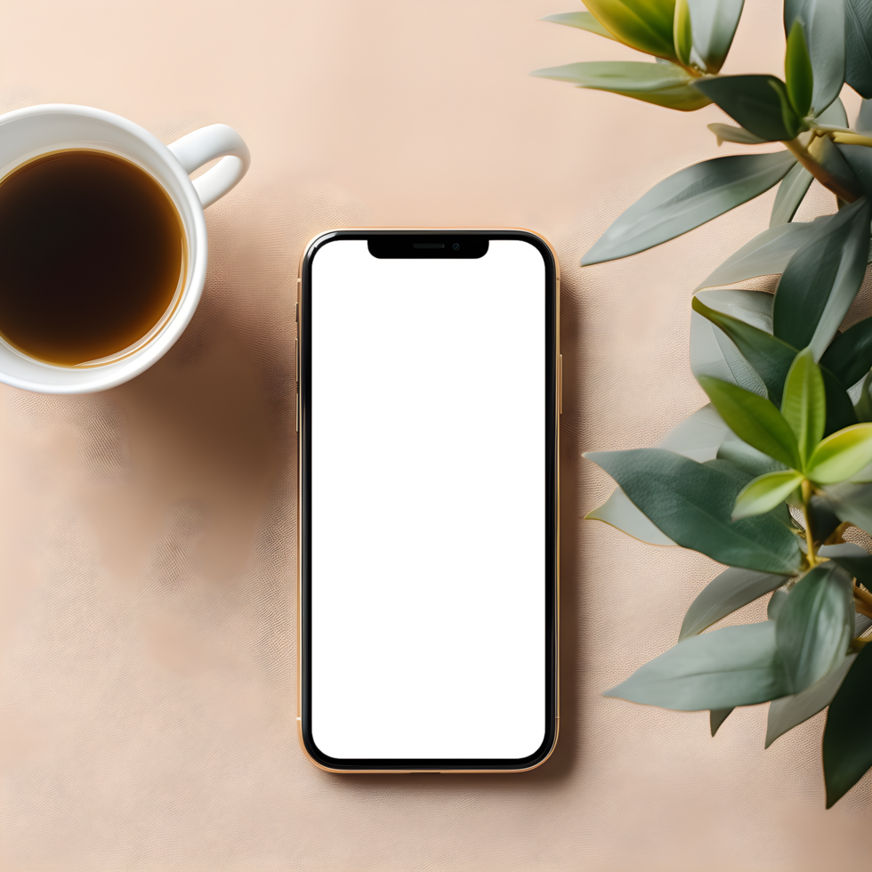 Phone Screen Display Mockup on Table, ai generated png