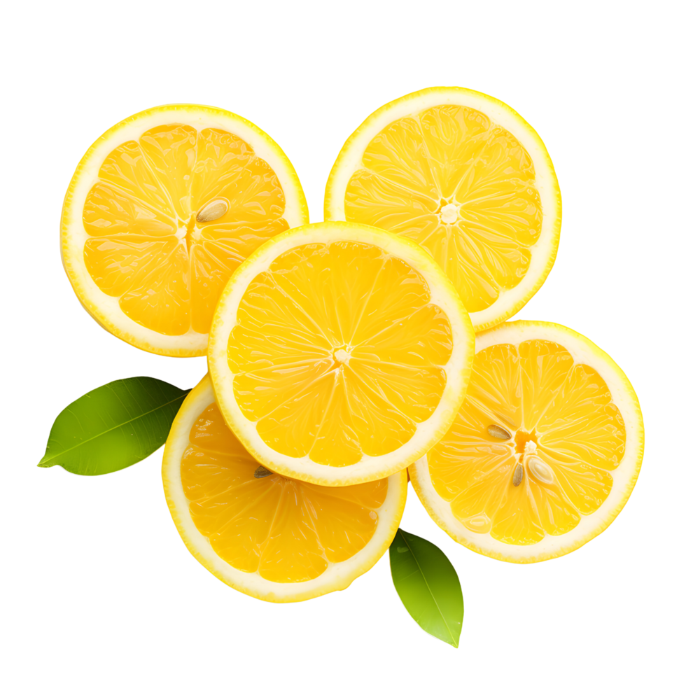 Top View Flat Lay of Fresh Lemon Slices Citrusy Delight, ai generated png