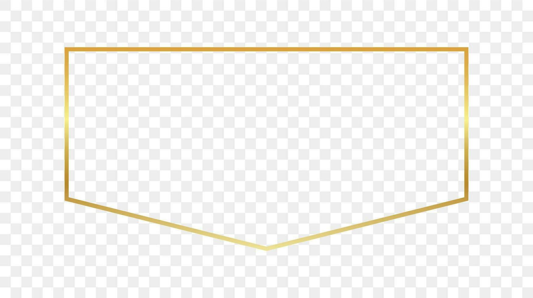 Gold glowing frame isolated on background. Shiny frame with glowing effects. Vector illustration.