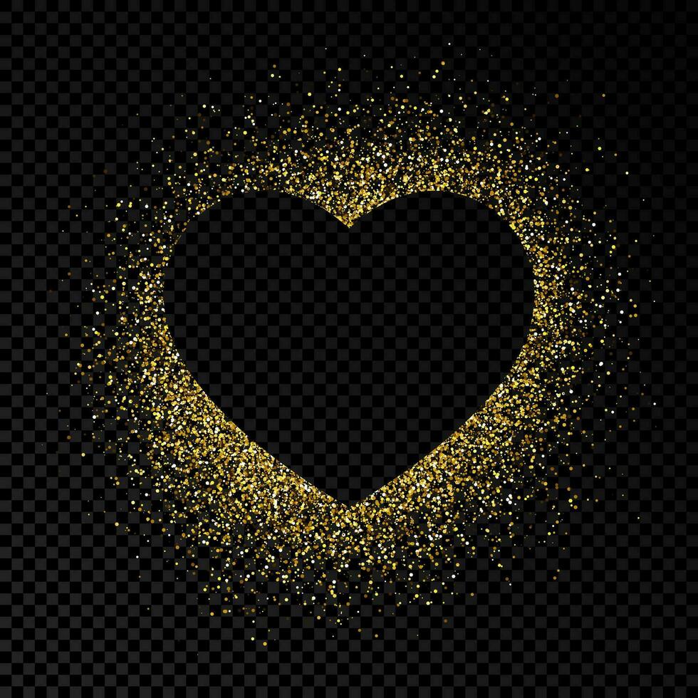 corazón forma marco con dorado Brillantina vector