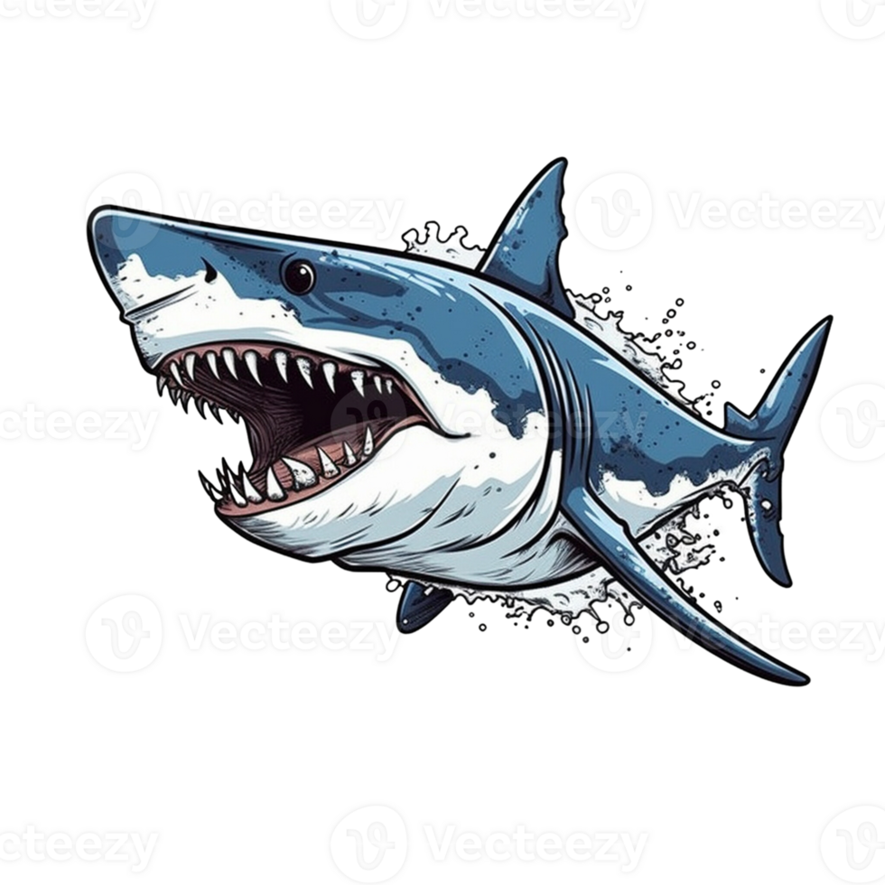 Cartoon Shark no background image applicable to any context perfect for print on demand merchandise png