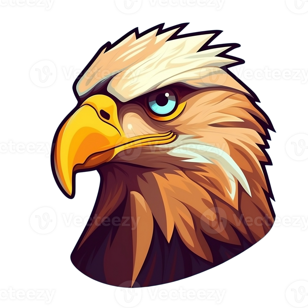 Cartoon Bald Eagle No Background Image Applicable to Any Context Great for Print On Demand Merchandise png