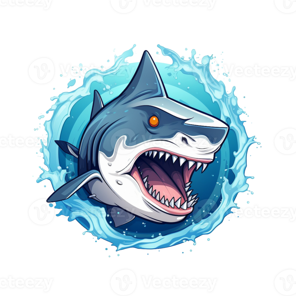 Cartoon Shark no background image applicable to any context perfect for print on demand merchandise png