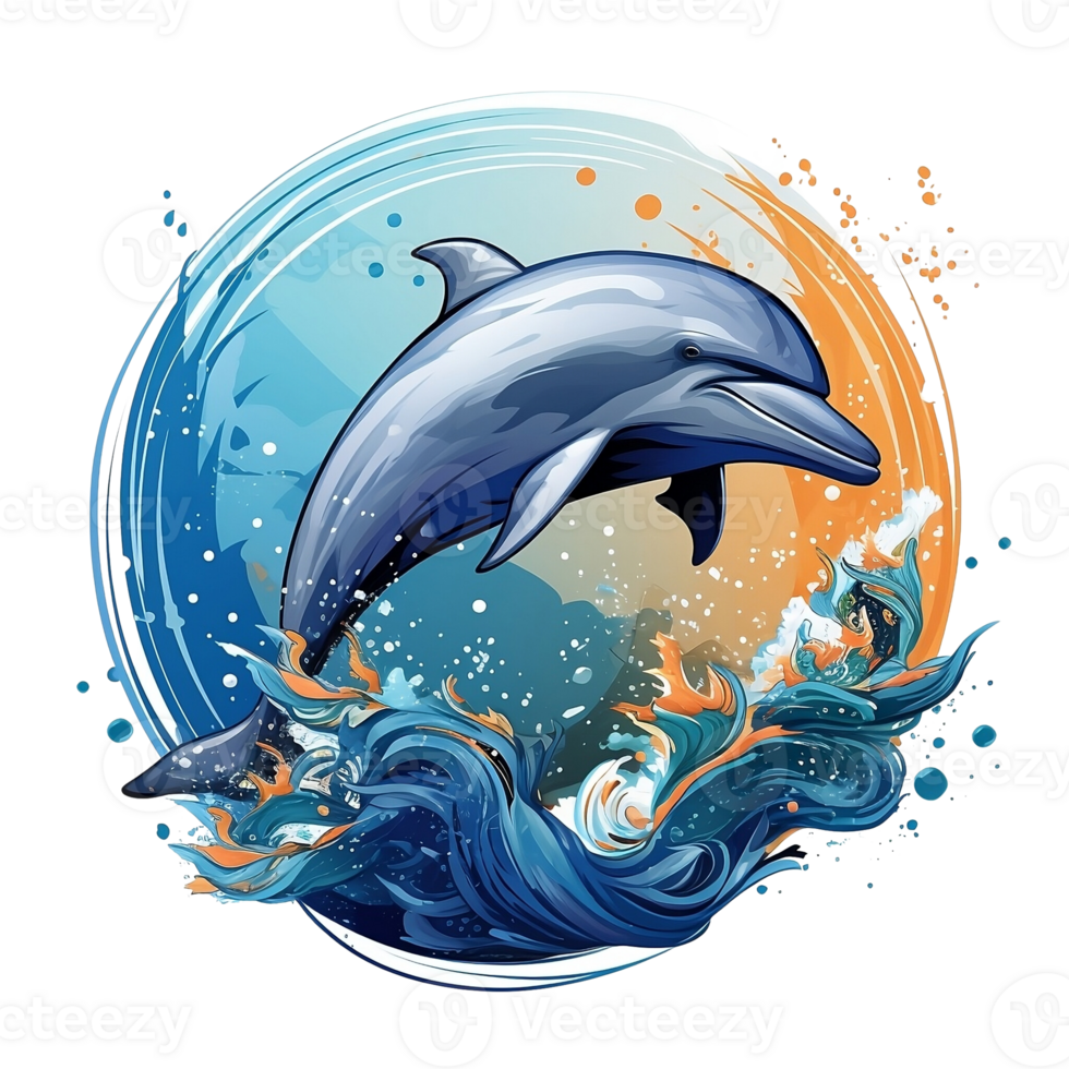 Cartoon Dolphin No Background Image Applicable to any context Perfect for Print on Demand Merchandise png