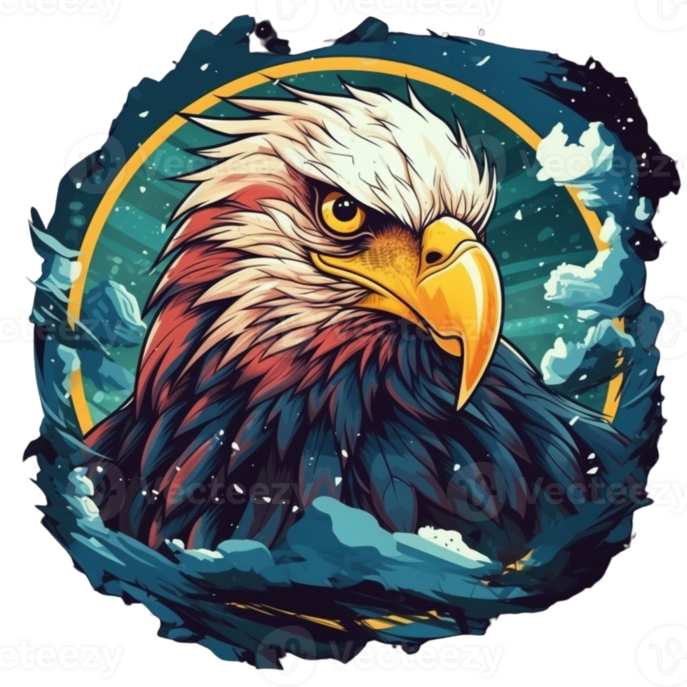 Cartoon Bald Eagle No Background Image Applicable to Any Context Great for Print On Demand Merchandise png
