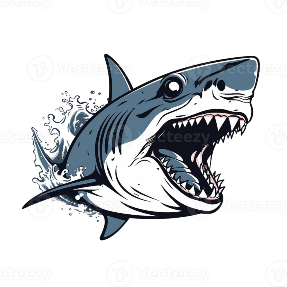 Cartoon Shark no background image applicable to any context perfect for print on demand merchandise png