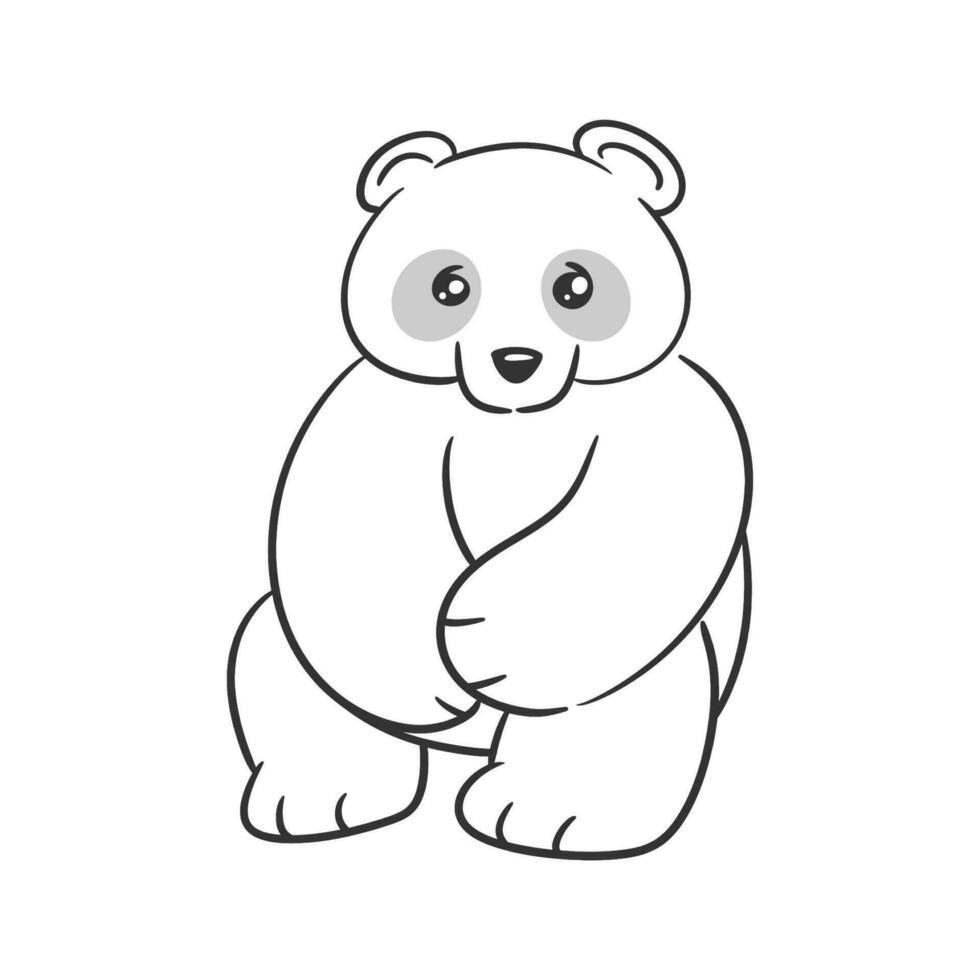 Cute panda is sitting alone for coloring vector