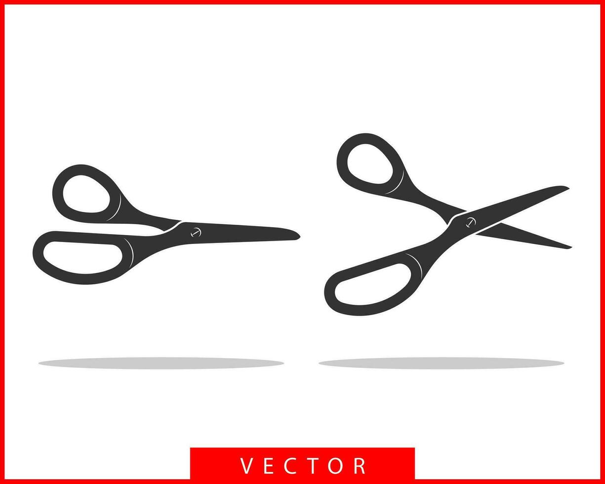 Set scissor icon. Scissors vector design element or logo template. Black and white silhouette isolated.