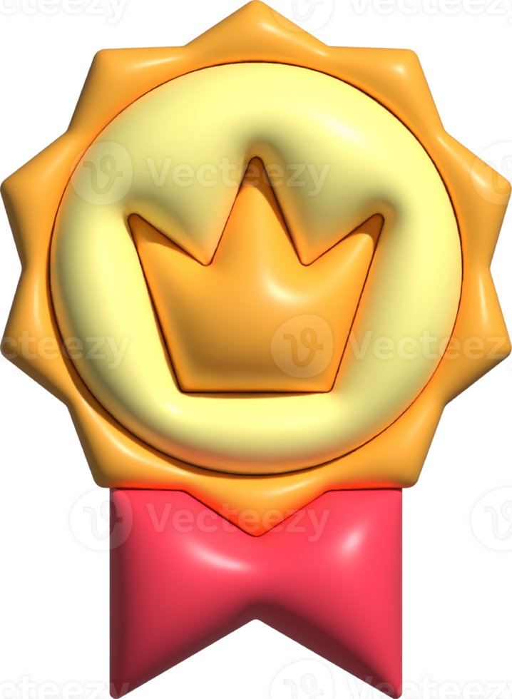3d rendered medal reward rating rank verified quality badge icon png