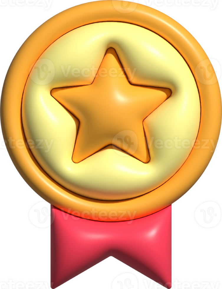 3d rendered medal reward rating rank verified quality badge icon png