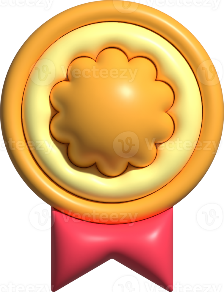 3d rendered medal reward rating rank verified quality badge icon png