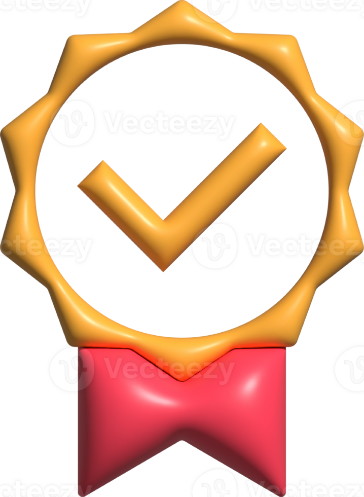 3d weergegeven medaille beloning beoordeling rang geverifieerd kwaliteit insigne icoon png