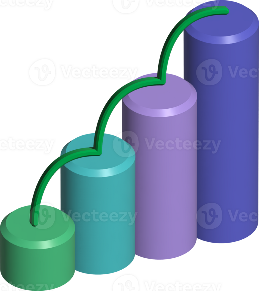 3d rendered up stair growth chart business png