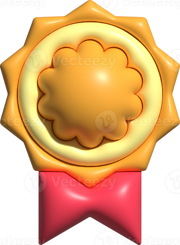 3d rendered medal reward rating rank verified quality badge icon png