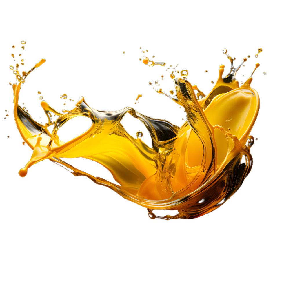 Beautiful splash of sunflower or motor oil closeup png