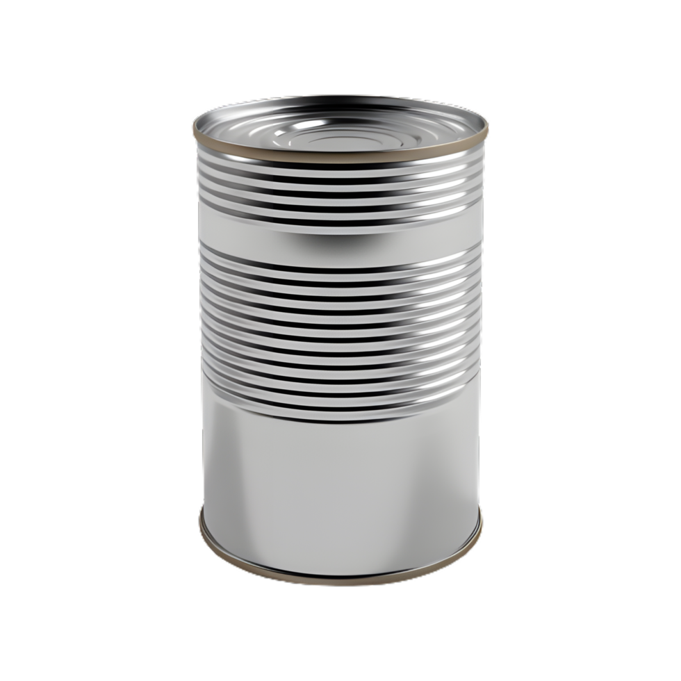 One closed tin can isolated on transparent background png