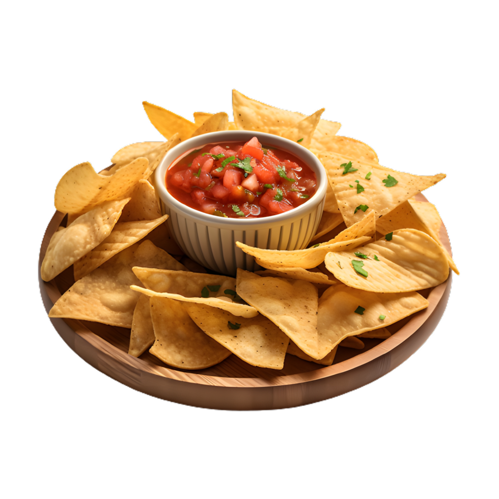 nachos and salsa sauce isolated on transparentbackground, top view png