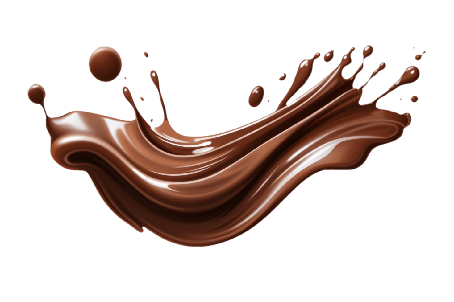 chocolate liquid splashing on a transparent background png