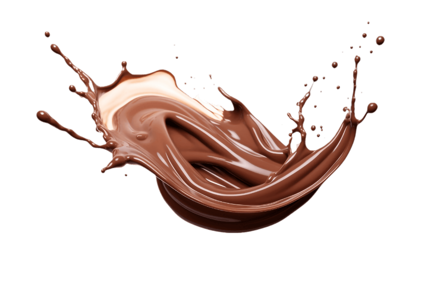 chocolate liquid splashing on a transparent background png