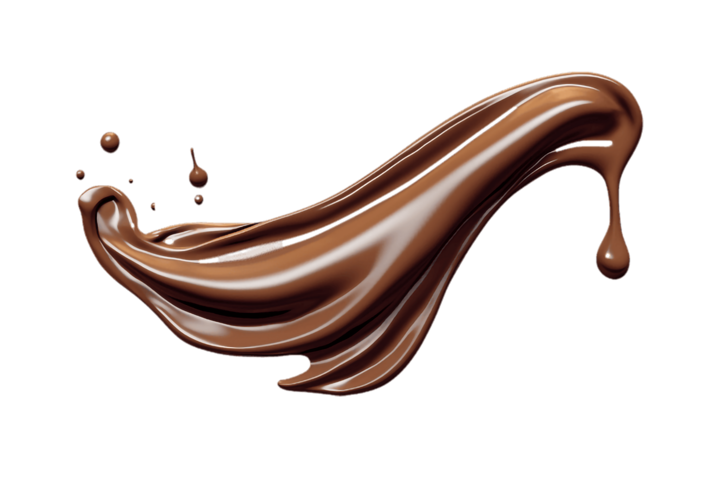 chocolate liquid flowing on a transparent background png