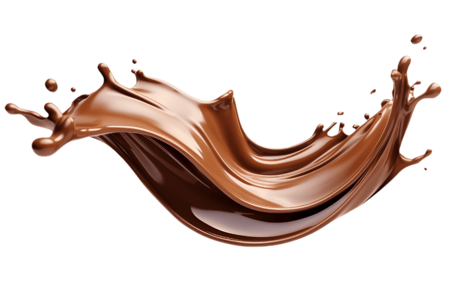 chocolate liquid splashing on a transparent background png