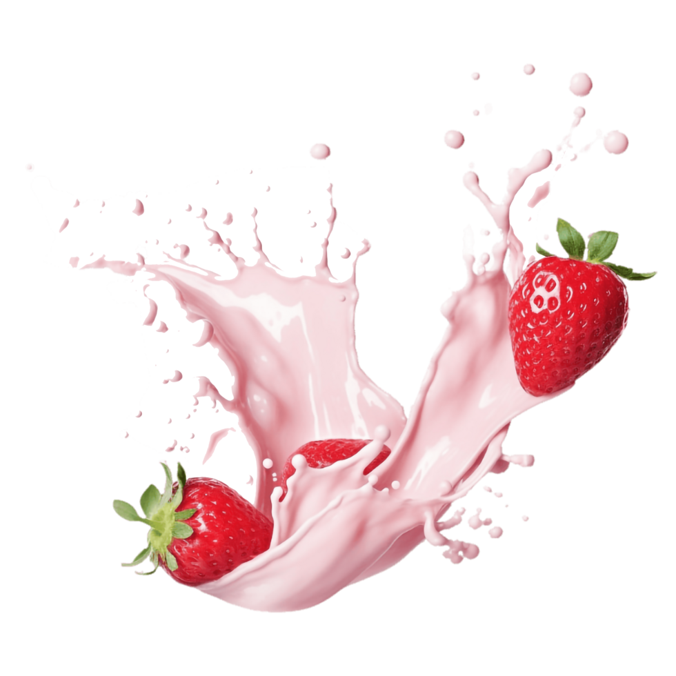 fraise éclaboussure avec Lait ou yaourt sur transparent Contexte png