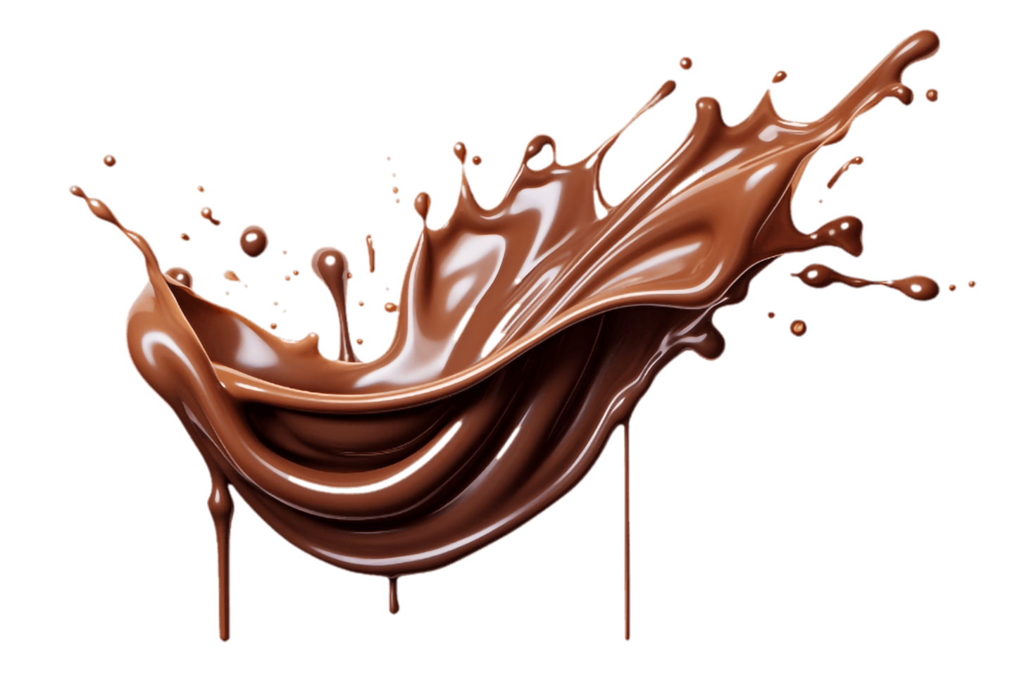 chocolate líquido espirrando em uma transparente fundo png
