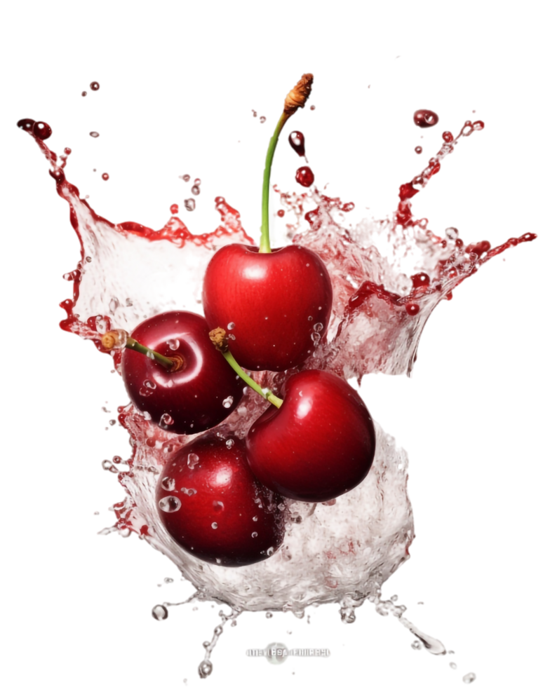 cherries falling into water with splash png